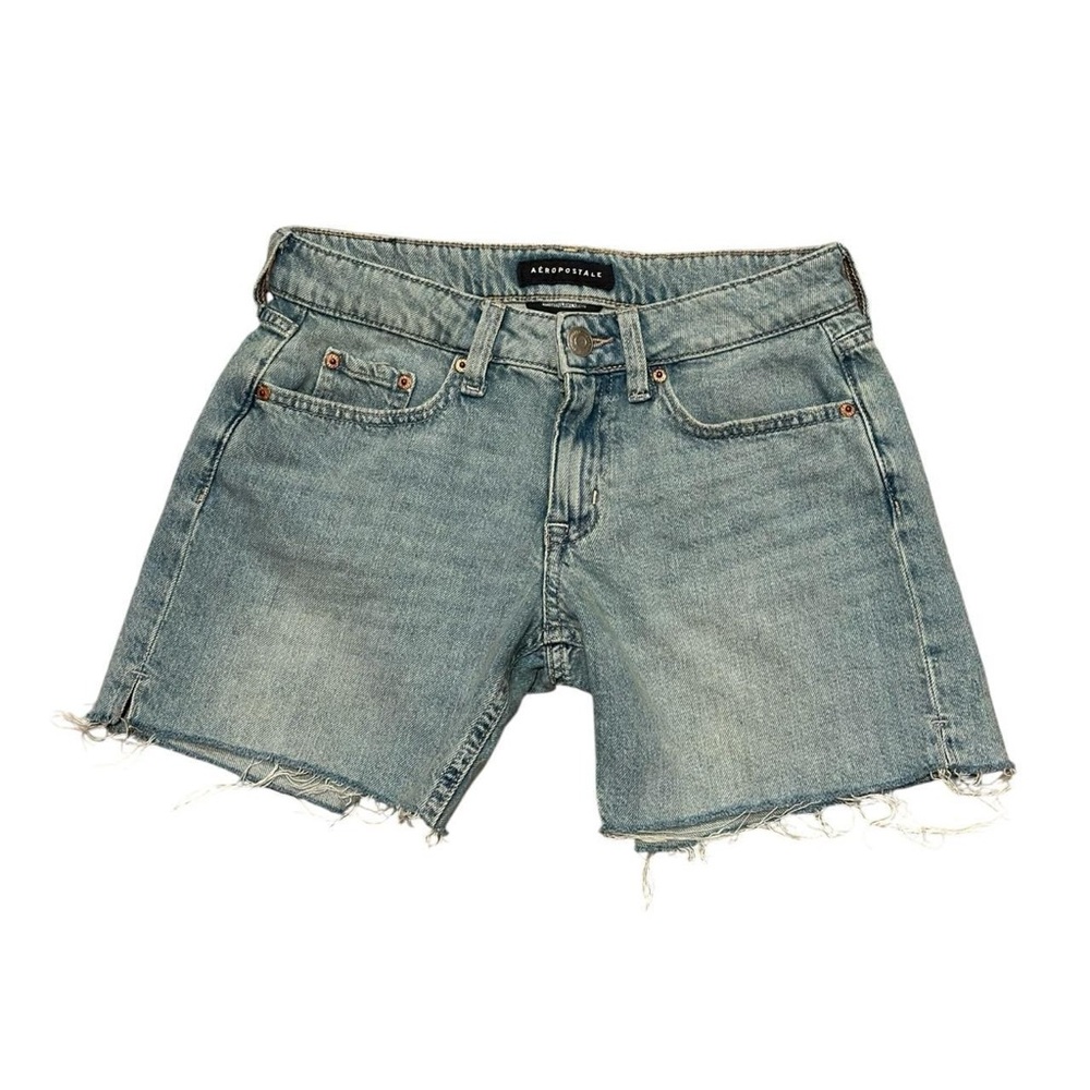 Aeropostale Distressed Light Blue Denim Baggy Cutoff Shorts